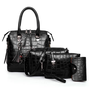 Elvira – Elegant 4-Piece Croc-Embossed Handbag Set