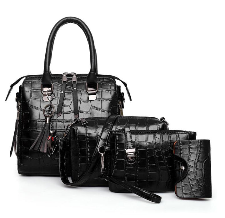 Elvira – Elegant 4-Piece Croc-Embossed Handbag Set