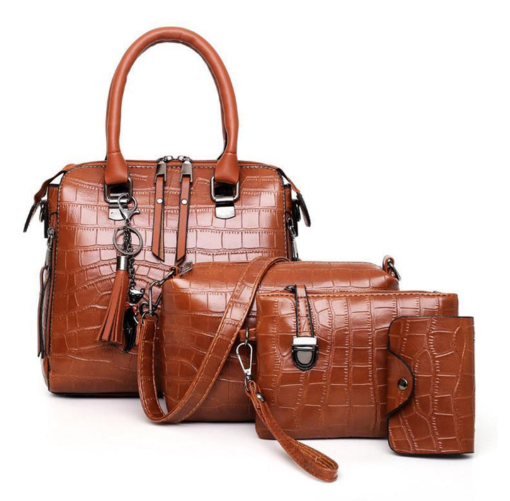 Elvira – Elegant 4-Piece Croc-Embossed Handbag Set