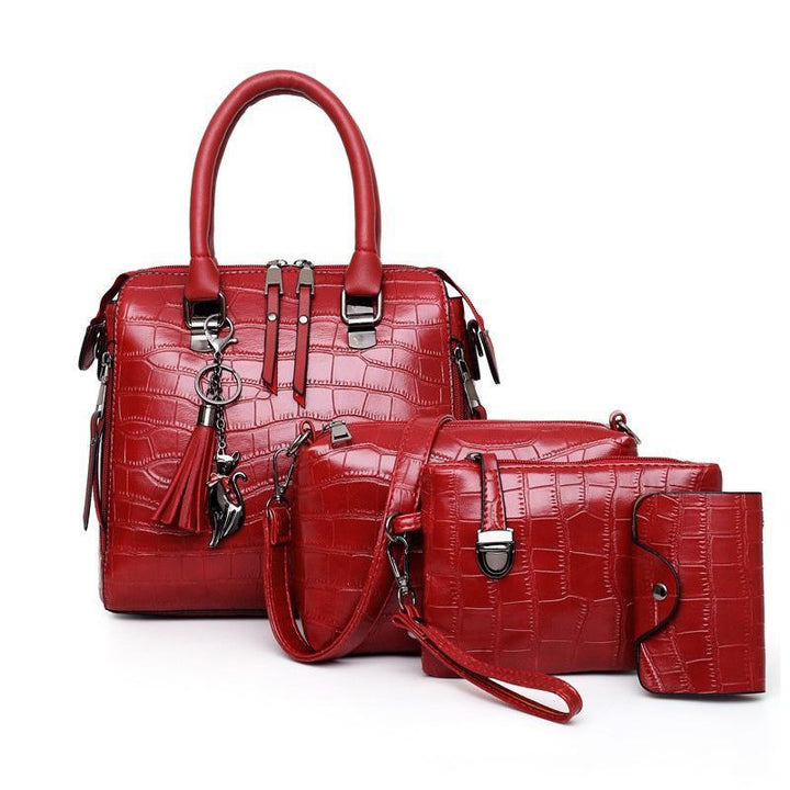 Elvira – Elegant 4-Piece Croc-Embossed Handbag Set